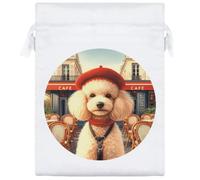 Azeeda 20cm 'Chic French Poodle' Satin Drawstring Bag/Pouch (SB00127659)