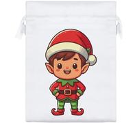 Azeeda 20cm 'Christmas Elf Standing' Satin Drawstring Bag/Pouch (SB00134907)