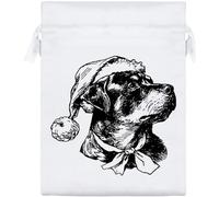 Azeeda 20cm 'Christmas Rottweiler Portrait' Satin Drawstring Bag/Pouch (SB00138843)