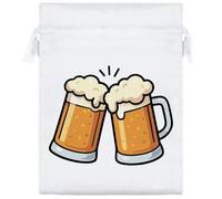 Azeeda 20cm 'Clinking Beer Tankards' Satin Drawstring Bag/Pouch (SB00126843)