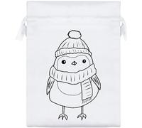 Azeeda 20cm 'Cosy Robin ' Satin Drawstring Bag/Pouch (SB00133387)