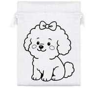 Azeeda 20cm 'Cute Bichon Frise Dog' Satin Drawstring Bag/Pouch (SB00129295)
