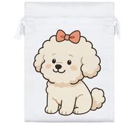 Azeeda 20cm 'Cute Bichon Frise Dog' Satin Drawstring Bag/Pouch (SB00129299)