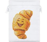 Azeeda 20cm 'Cute Happy Croissant ' Satin Drawstring Bag/Pouch (SB00133283)