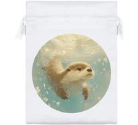 Azeeda 20cm 'Cute Otter Swimming' Satin Drawstring Bag/Pouch (SB00151215)