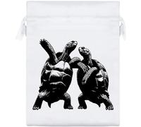 Azeeda 20cm 'Dancing Tortoises' Satin Drawstring Bag/Pouch (SB00138571)