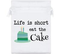 Azeeda 20cm 'Eat The Cake' Satin Drawstring Bag/Pouch (SB00131963)