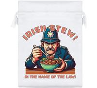 Azeeda 20cm 'Funny Policeman With Irish Stew' Satin Drawstring Bag/Pouch (SB00158998)