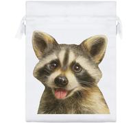 Azeeda 20cm 'Funny Raccoon' Satin Drawstring Bag/Pouch (SB00153463)