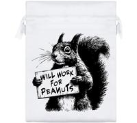 Azeeda 20cm 'Funny Squirrel Work For Peanuts' Satin Drawstring Bag/Pouch (SB00127339)