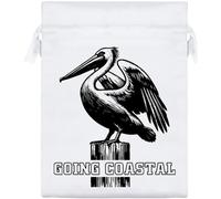 Azeeda 20cm 'Going Coastal Pelican' Satin Drawstring Bag/Pouch (SB00132031)