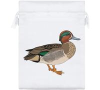 Azeeda 20cm 'Green Winged Teal Duck' Satin Drawstring Bag/Pouch (SB00138103)