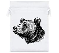 Azeeda 20cm 'Grizzly Bear Portrait' Satin Drawstring Bag/Pouch (SB00128975)