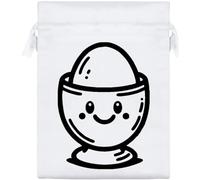 Azeeda 20cm 'Happy Egg Cup' Satin Drawstring Bag/Pouch (SB00135035)