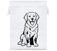 Azeeda 20cm 'Happy Golden Retriever Covered In Mud' Satin Drawstring Bag/Pouch (SB00130107)