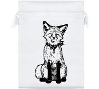 Azeeda 20cm 'Happy Smiling Fox Sitting' Satin Drawstring Bag/Pouch (SB00145567)