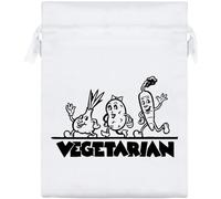 Azeeda 20cm 'Happy Vegetarian' Satin Drawstring Bag/Pouch (SB00155031)