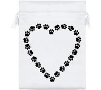 Azeeda 20cm 'Heart Paws Shape' Satin Drawstring Bag/Pouch (SB00135491)
