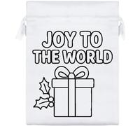 Azeeda 20cm 'Joy to the world' Satin Drawstring Bag/Pouch (SB00131567)