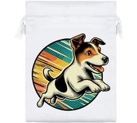 Azeeda 20cm 'Jumping Jack Russell' Satin Drawstring Bag/Pouch (SB00146755)