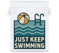 Azeeda 20cm 'Just Keep Swimming Pool' Satin Drawstring Bag/Pouch (SB00125415)