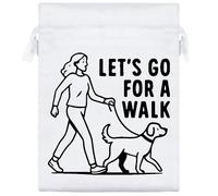 Azeeda 20cm 'Lets Go For A Walk Dog' Satin Drawstring Bag/Pouch (SB00125691)