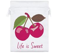 Azeeda 20cm 'Life is Sweet Cherries ' Satin Drawstring Bag/Pouch (SB00127643)