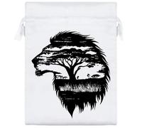 Azeeda 20cm 'Lion Side View with African Savanna' Satin Drawstring Bag/Pouch (SB00124291)