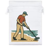 Azeeda 20cm 'Man Metal Detecting' Satin Drawstring Bag/Pouch (SB00126407)