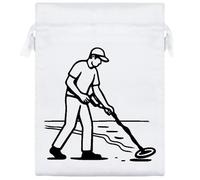 Azeeda 20cm 'Man Metal Detecting' Satin Drawstring Bag/Pouch (SB00126731)
