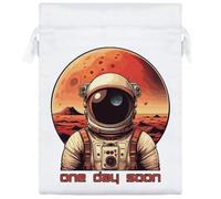 Azeeda 20cm 'Mars Astronaut, One Day Soon' Satin Drawstring Bag/Pouch (SB00122959)