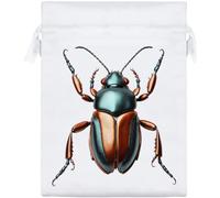 Azeeda 20cm 'Metallic Beetle' Satin Drawstring Bag/Pouch (SB00142391)