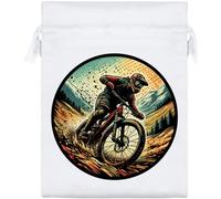 Azeeda 20cm 'Muddy Mountain Biker' Satin Drawstring Bag/Pouch (SB00146803)