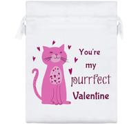 Azeeda 20cm 'My Purrfect Valentine' Satin Drawstring Bag/Pouch (SB00139399)