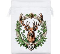 Azeeda 20cm 'Overgrown Decorative Crest with a Stag' Satin Drawstring Bag/Pouch (SB00144535)