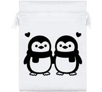 Azeeda 20cm 'Penguins in Love' Satin Drawstring Bag/Pouch (SB00145687)