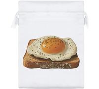Azeeda 20cm 'Perfect Sunny Side Up Egg on Toast' Satin Drawstring Bag/Pouch (SB00147491)