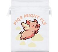Azeeda 20cm 'Pigs Might Fly' Satin Drawstring Bag/Pouch (SB00135067)