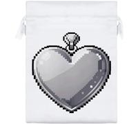 Azeeda 20cm 'Pixel Style Heart-Shaped Pendant' Satin Drawstring Bag/Pouch (SB00145695)