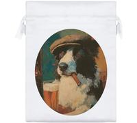 Azeeda 20cm 'Pub Border Collie ' Satin Drawstring Bag/Pouch (SB00152307)