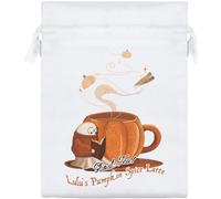 Azeeda 20cm 'Pumpkin Spice Ghost' Satin Drawstring Bag/Pouch (SB00144939)