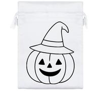 Azeeda 20cm 'Pumpkin with witches hat' Satin Drawstring Bag/Pouch (SB00127559)