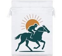 Azeeda 20cm 'Race Horse & Jockey' Satin Drawstring Bag/Pouch (SB00124487)