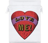 Azeeda 20cm 'Red Heart With 'Love Me!' Text' Satin Drawstring Bag/Pouch (SB00135467)