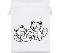 Azeeda 20cm 'Red Pandas Playing' Satin Drawstring Bag/Pouch (SB00134023)