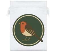 Azeeda 20cm 'Robin Emblem' Satin Drawstring Bag/Pouch (SB00129991)