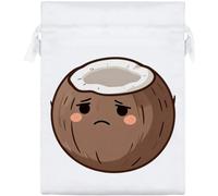 Azeeda 20cm 'Sad Coconut' Satin Drawstring Bag/Pouch (SB00159286)