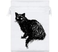 Azeeda 20cm 'Scruffy Cat Scribble' Satin Drawstring Bag/Pouch (SB00150079)