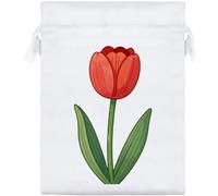 Azeeda 20cm 'Single Red Tulip' Satin Drawstring Bag/Pouch (SB00145631)