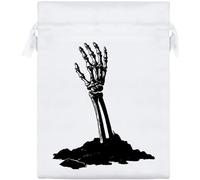 Azeeda 20cm 'Skeleton Hand Reaching Out From Dirt' Satin Drawstring Bag/Pouch (SB00137943)